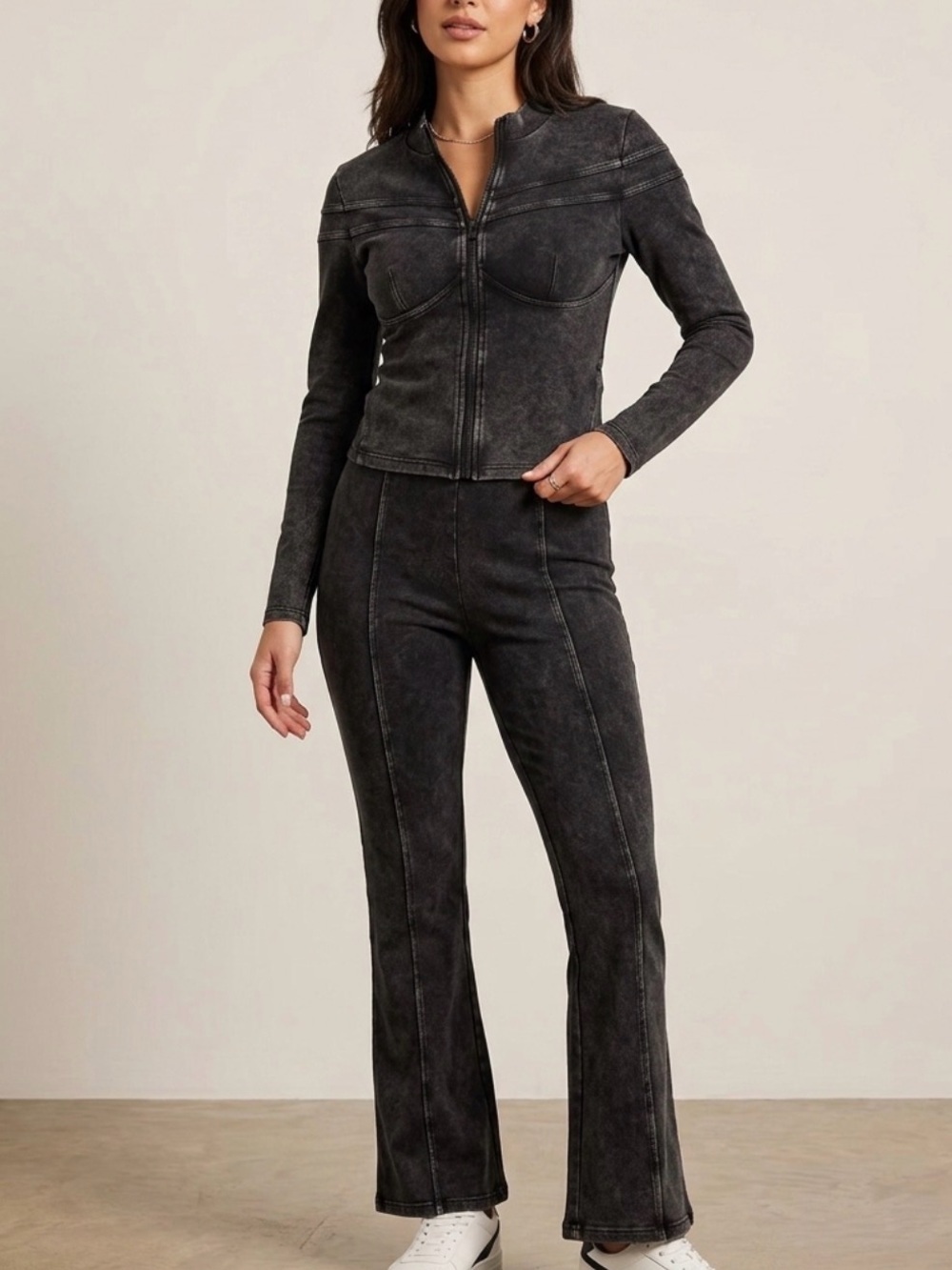 Women's Washed Black two piece set